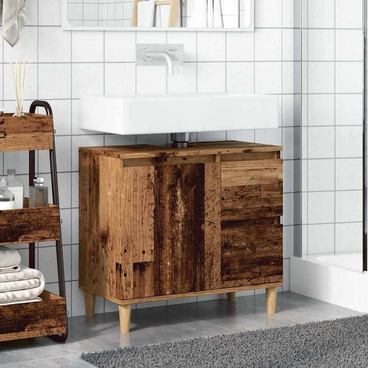VIDAXL Armoire lavabo vieux bois 65x33x60 cm bois d'ingenierie