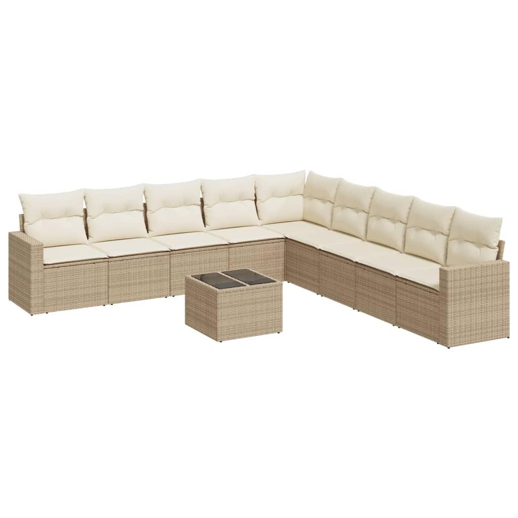 Voir la diapositive 2 : VIDAXL Salon de jardin avec coussins 10 pcs beige resine tressee