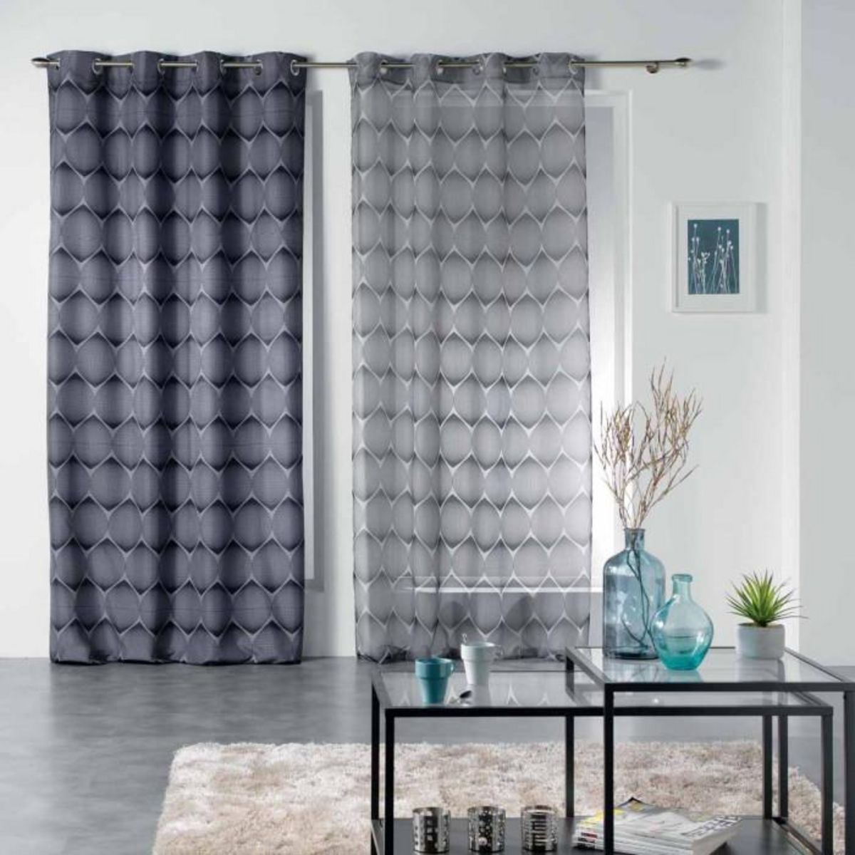 Paris Prix Rideau à Oeillets  Geodesie  140x260cm Anthracite