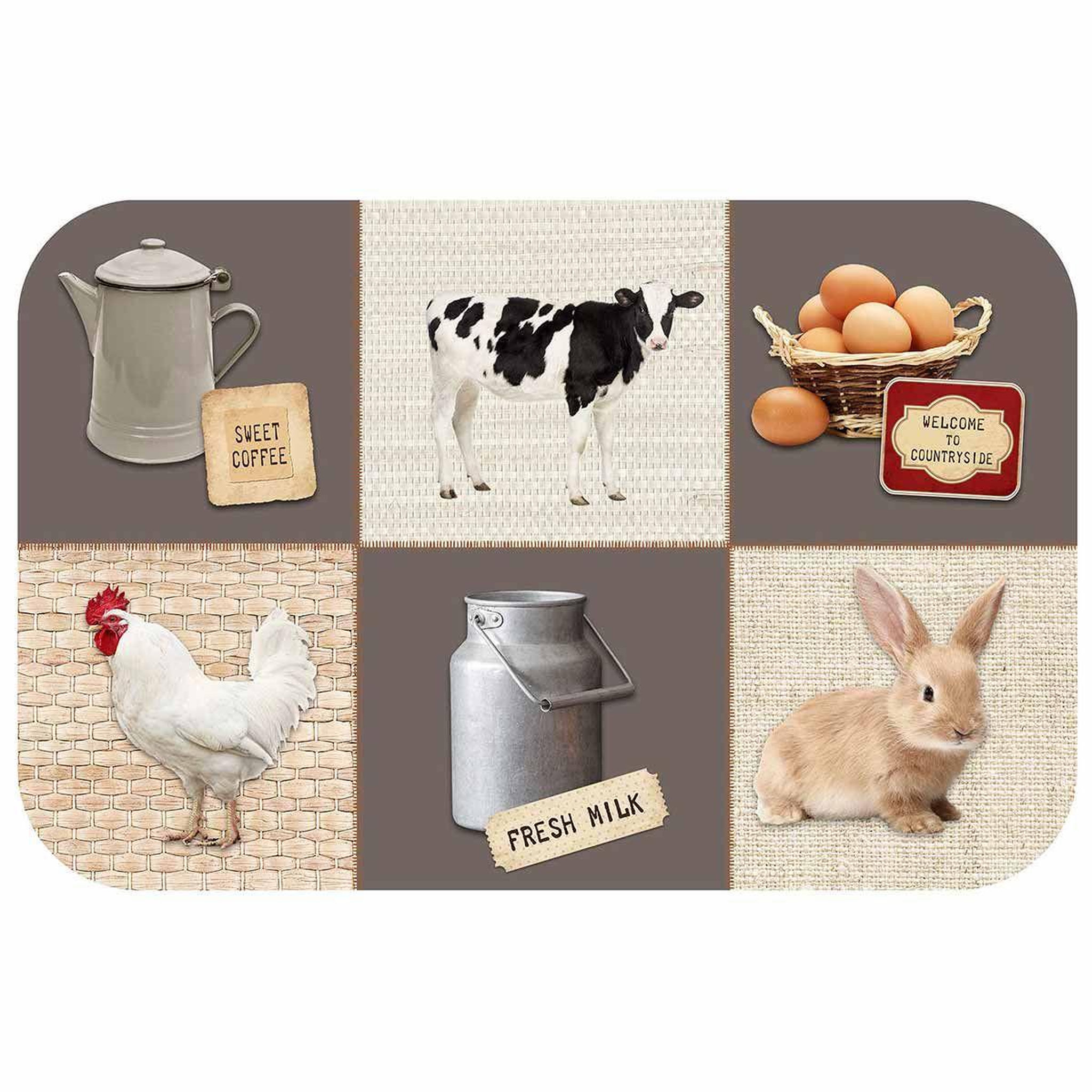Voir la diapositive 1 : Douceur d'Intérieur Set de table imprimé  fermette  28x44cm taupe