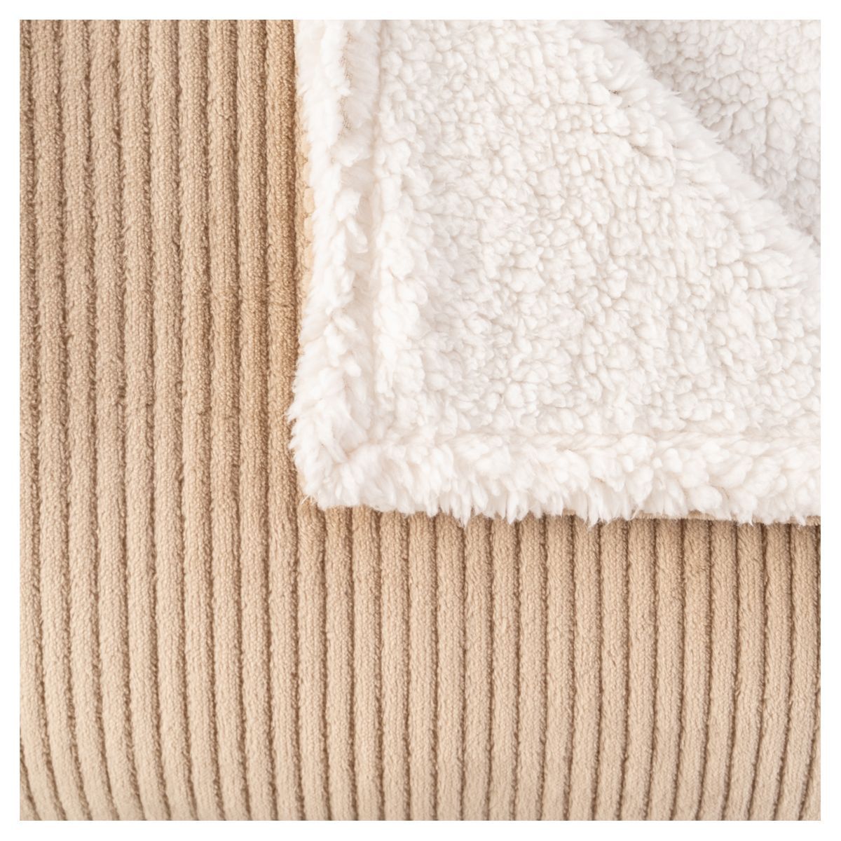 ACTUEL Plaid effet velours côtelé double face Flanelle /sherpa 