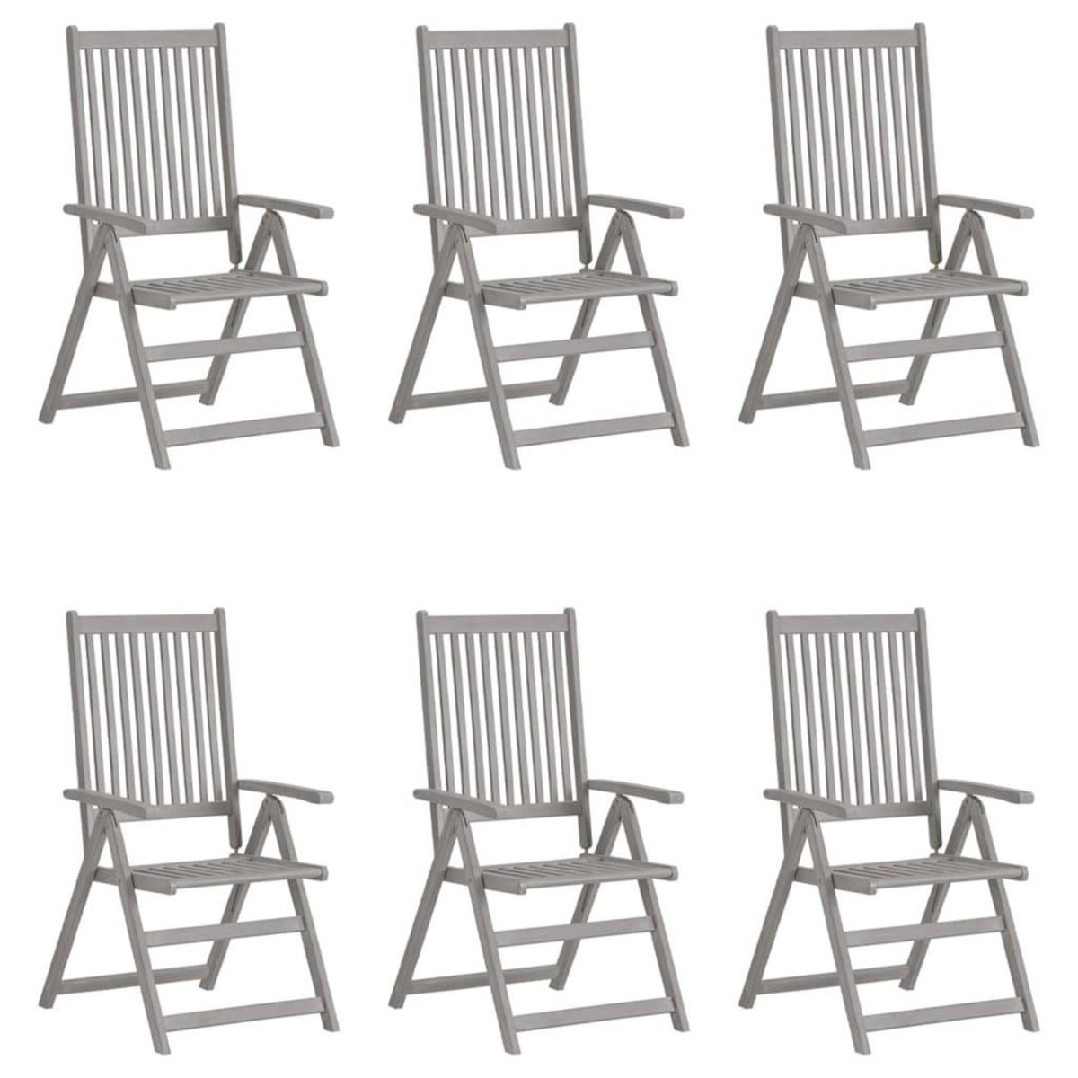 VIDAXL Chaises inclinables de jardin lot de 6 et coussins Bois acacia