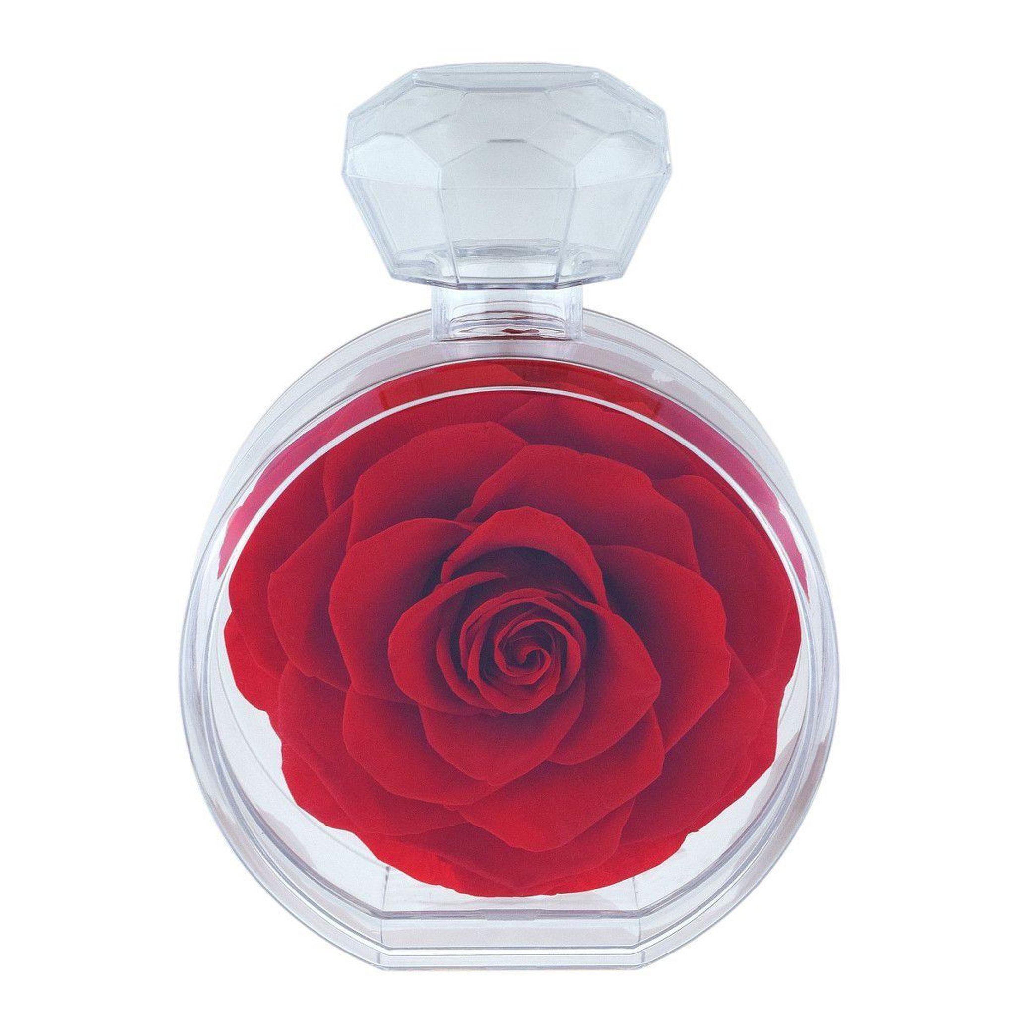 SC CRYSTAL Bouteille de parfum décoré d'une rose éternelle rouge