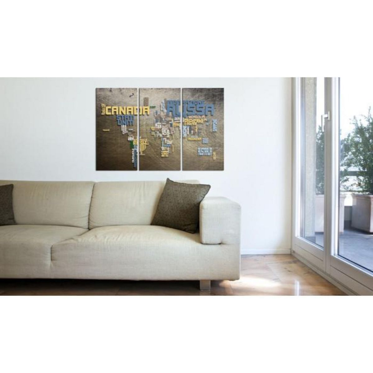 Paris Prix Tableau 3 Panneaux  Carte du Monde en Italien