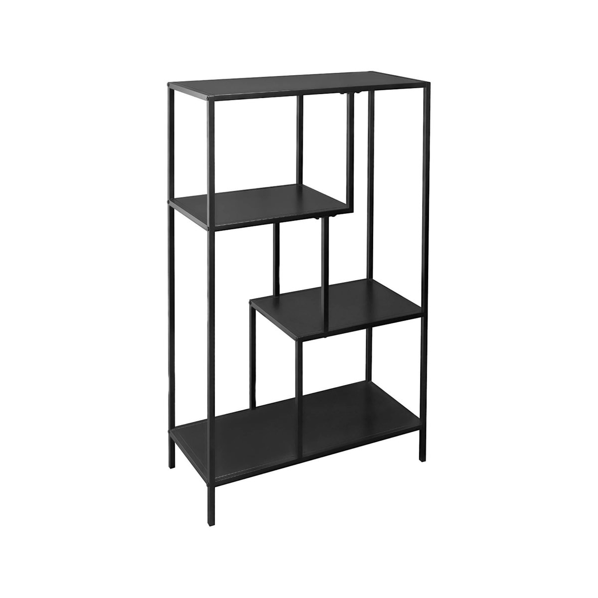 SWEEEK Etagère bibliothèque noir en métal noir asymétrique 4 niveaux INDUSTRIELLE  L 69 x P 33 x H 113.5cm