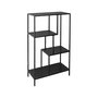 Voir la diapositive 1 : SWEEEK Etagère bibliothèque noir en métal noir asymétrique 4 niveaux INDUSTRIELLE  L 69 x P 33 x H 113.5cm