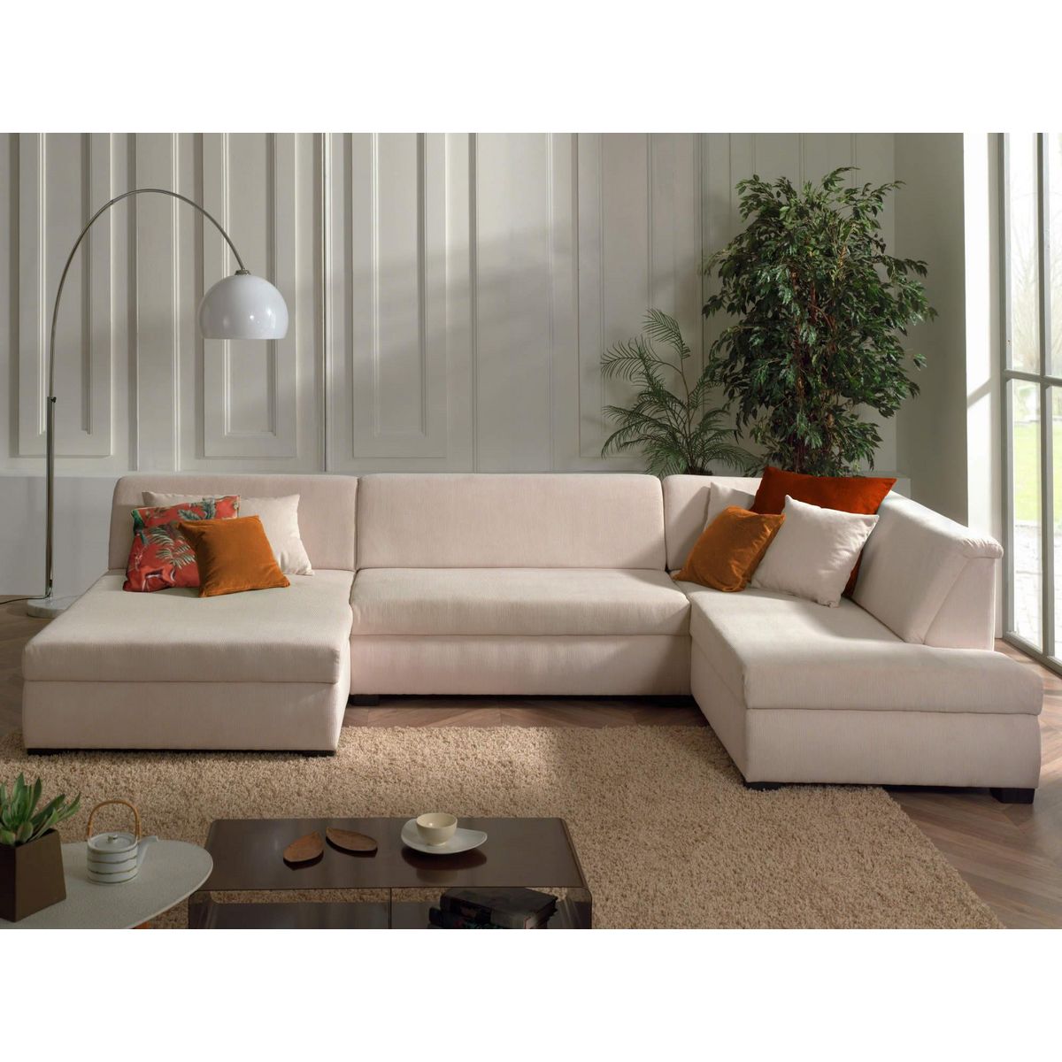 LISA DESIGN Malcom - canapé panoramique d'angle droit - en velours côtelé