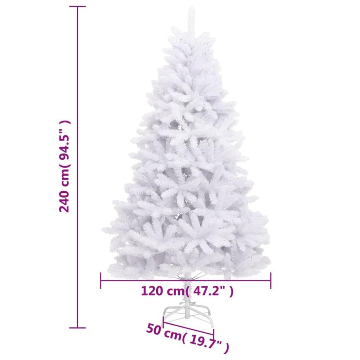 VIDAXL Sapin de Noël artificiel a charnieres avec support blanc 240 cm