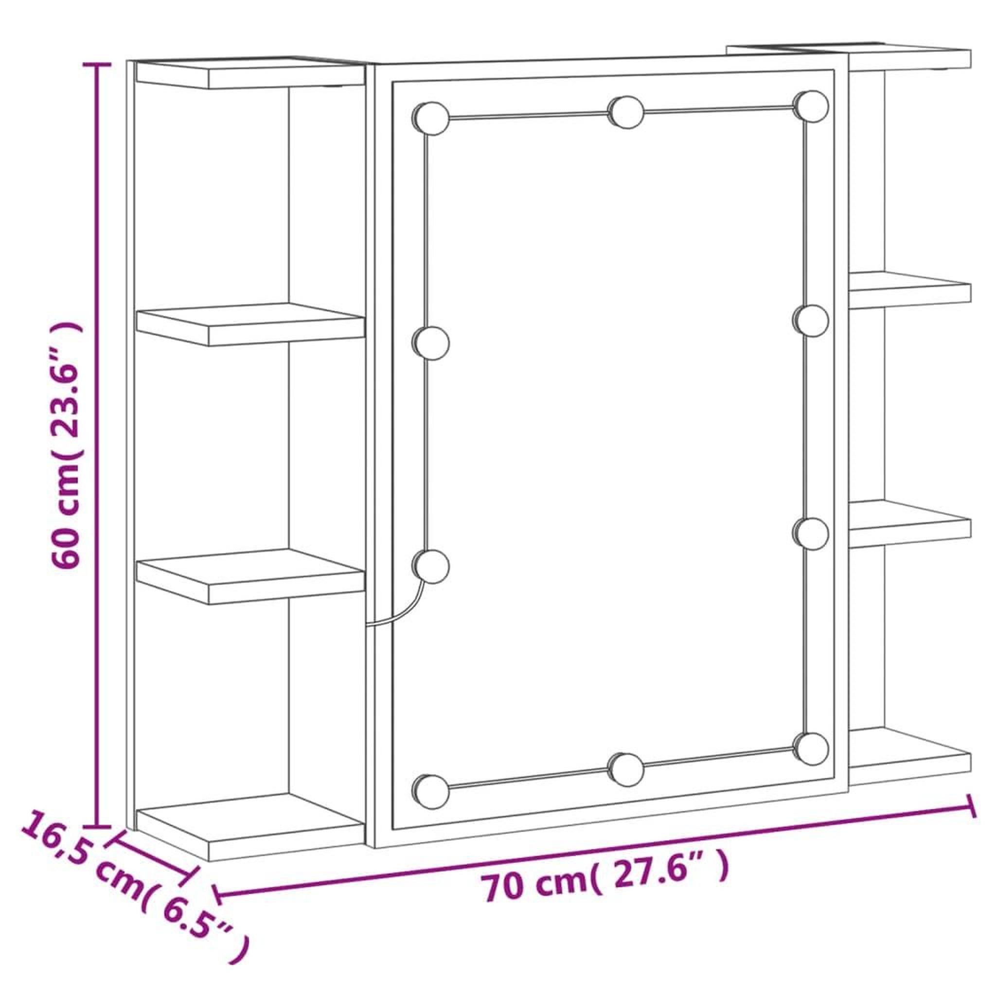 Voir la diapositive 6 : VIDAXL Armoire a miroir avec LED Sonoma gris 70x16,5x60 cm
