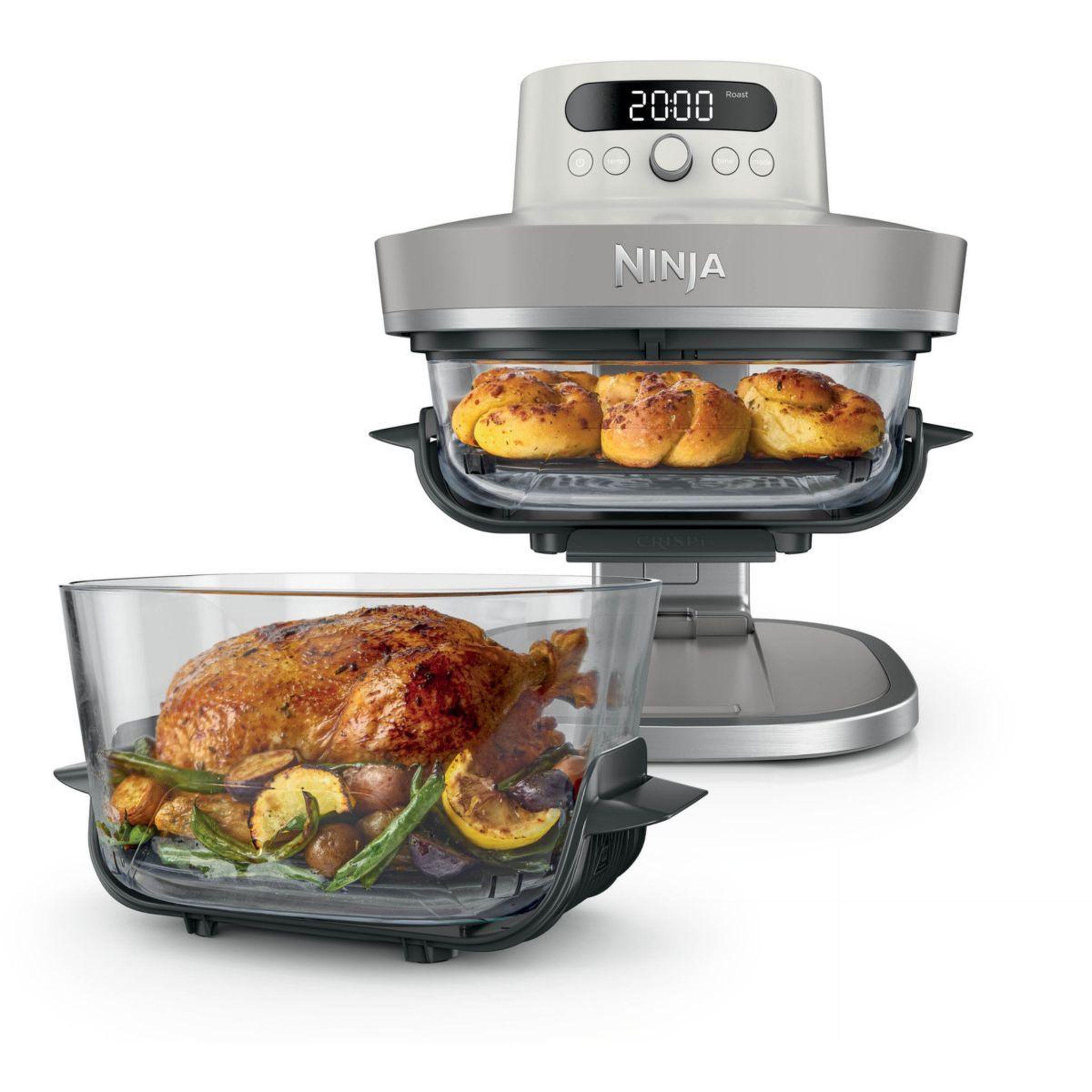 Voir la diapositive 2 : NINJA Friteuse sans huile CRISPi PRO 7-en1, 2 récipients en verre de 5.7 et 2.3L,  AS101EULG beige