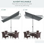 Voir la diapositive 4 : OUTSUNNY Parasol de jardin inclinable toile plate hauteur réglable dim. 180L x 130l x 115-205H cm métal époxy polyester anti-UV gris