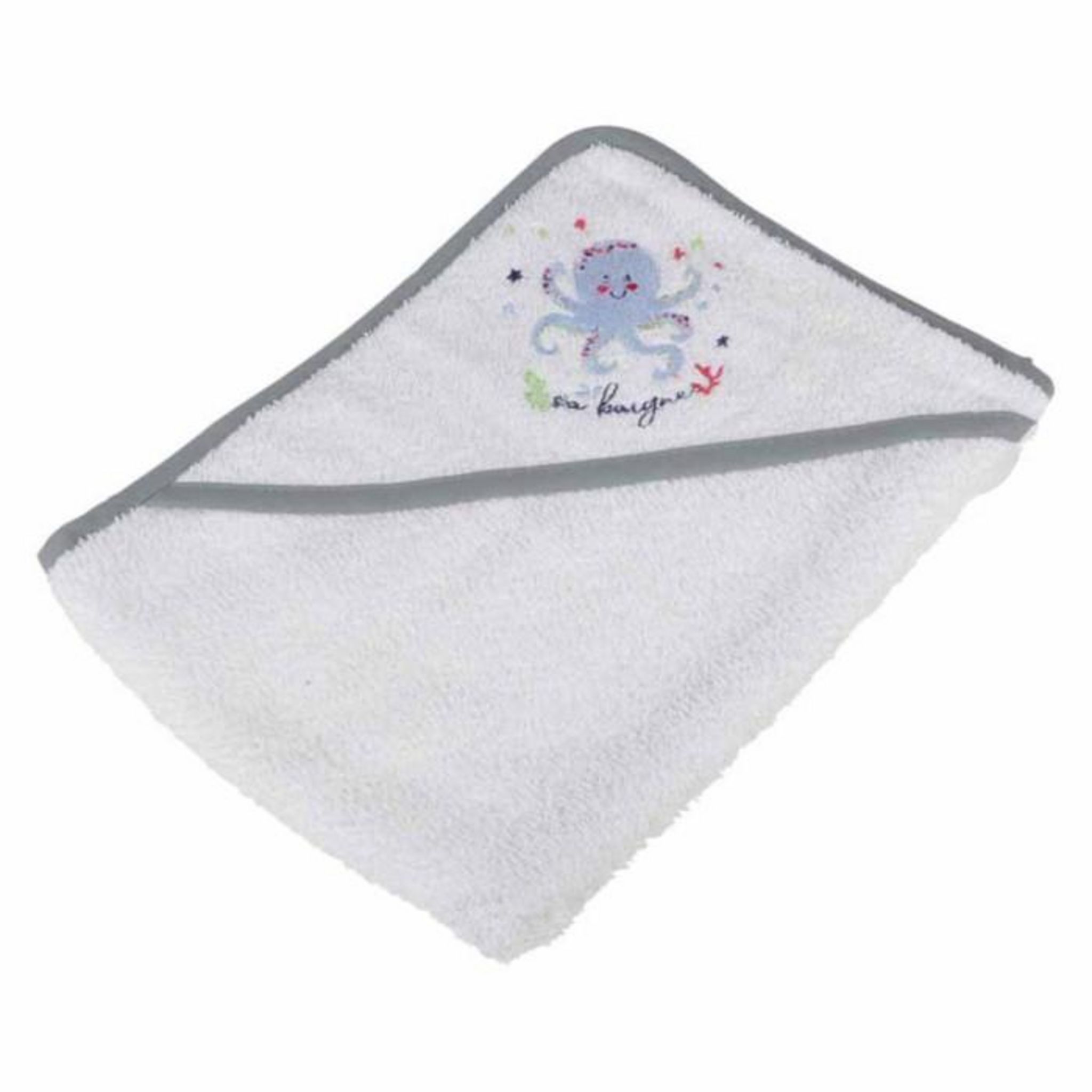 Paris Prix Cape de Bain en Coton  Pieuvre  75cm Gris & Blanc