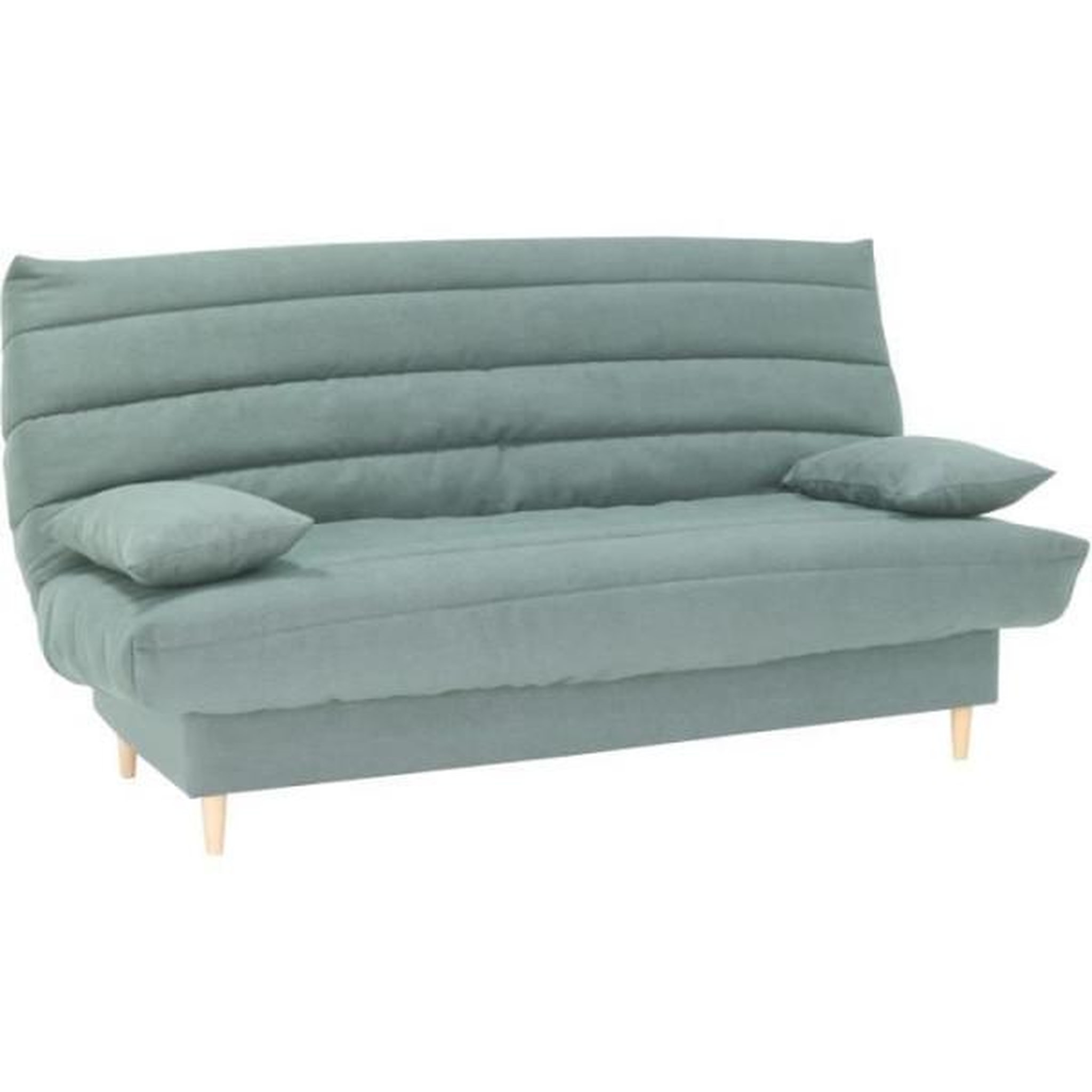 Voir la diapositive 3 : MARKET24 Clic clac 3 places - vert amande - Couchage 125x190 cm - Avec coussins