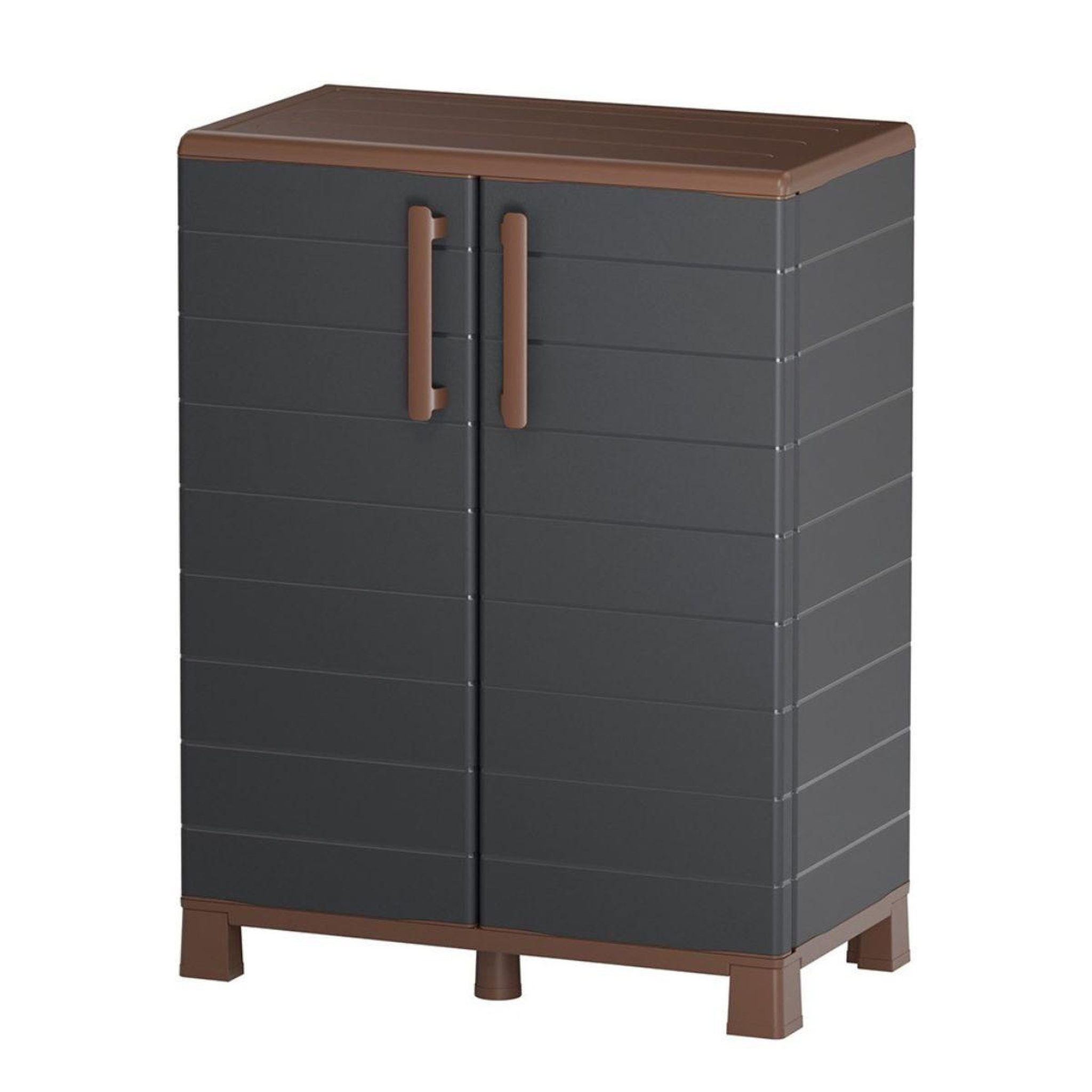 ART PLAST Armoire de rangement extérieur/intérieur 2 portes 2 etagères anthracite - meuble de rangement de garage 68 x 37 x 90 cm
