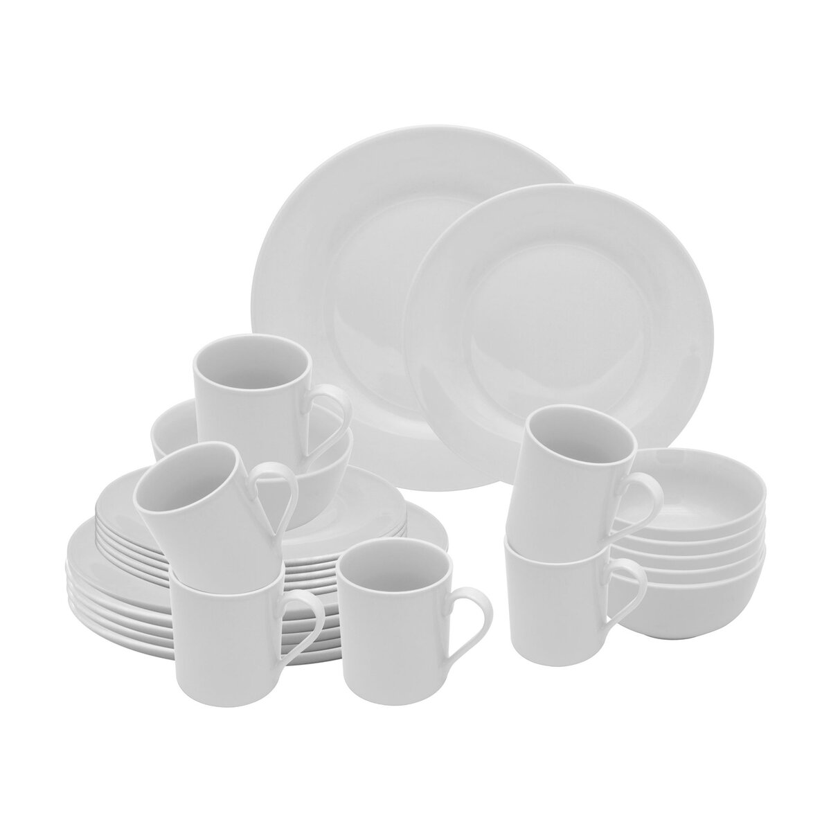 Tasse & Assiette : Service complet de vaisselle en porcelaine Black or  White 21 pièces