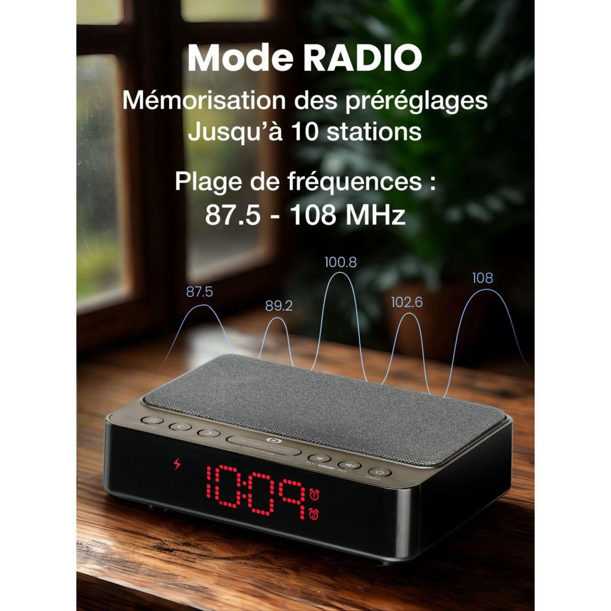 ESSENTIEL B Radio réveil RRVI-100 Charge Induction