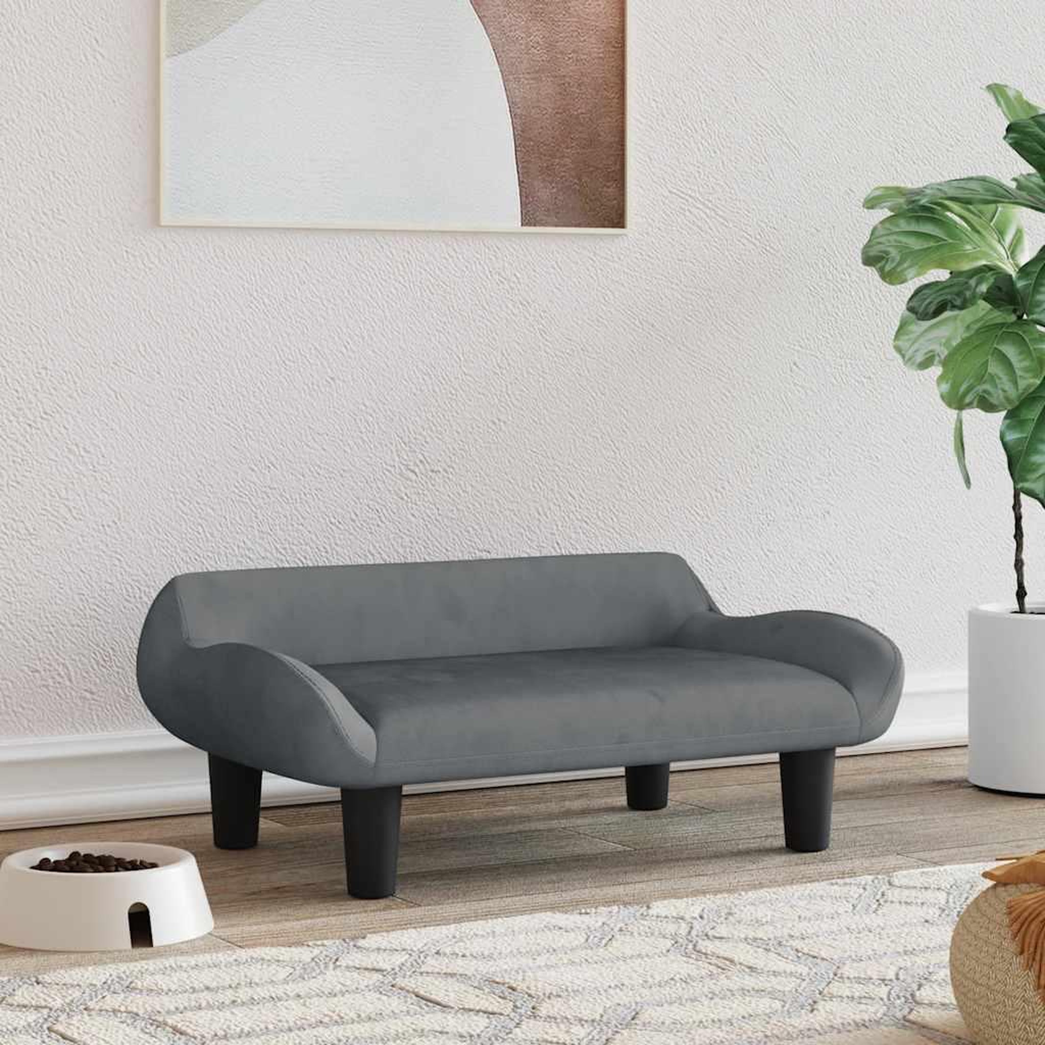 Voir la diapositive 1 : VIDAXL Lit pour chien gris fonce 70x40x24 cm velours