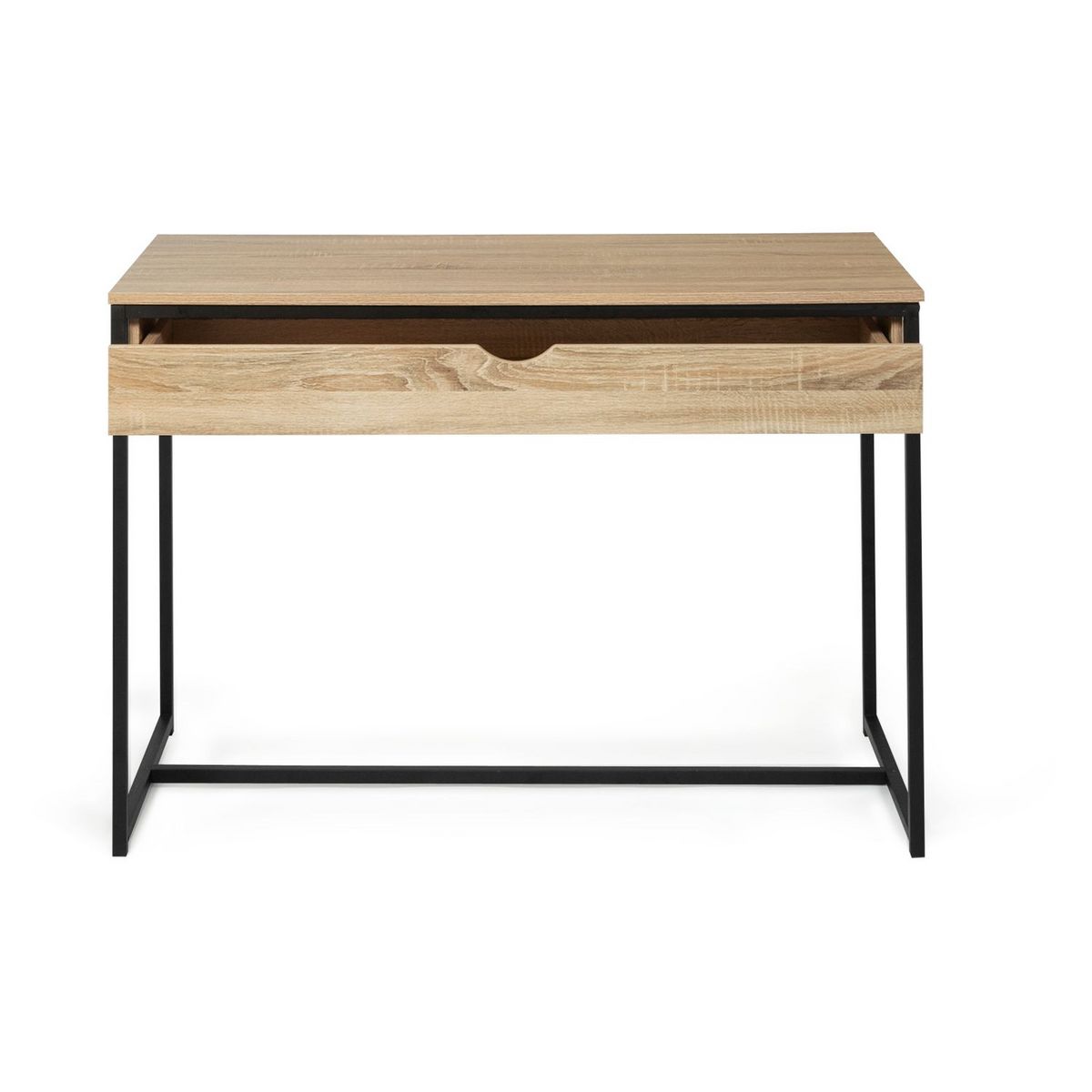 Bureau droit 1 tiroir style industriel pieds métal L110cm HOUSTON