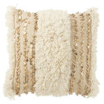 Paris Prix Coussin Déco  Lignes de Sequin  45x45cm Crème & Or