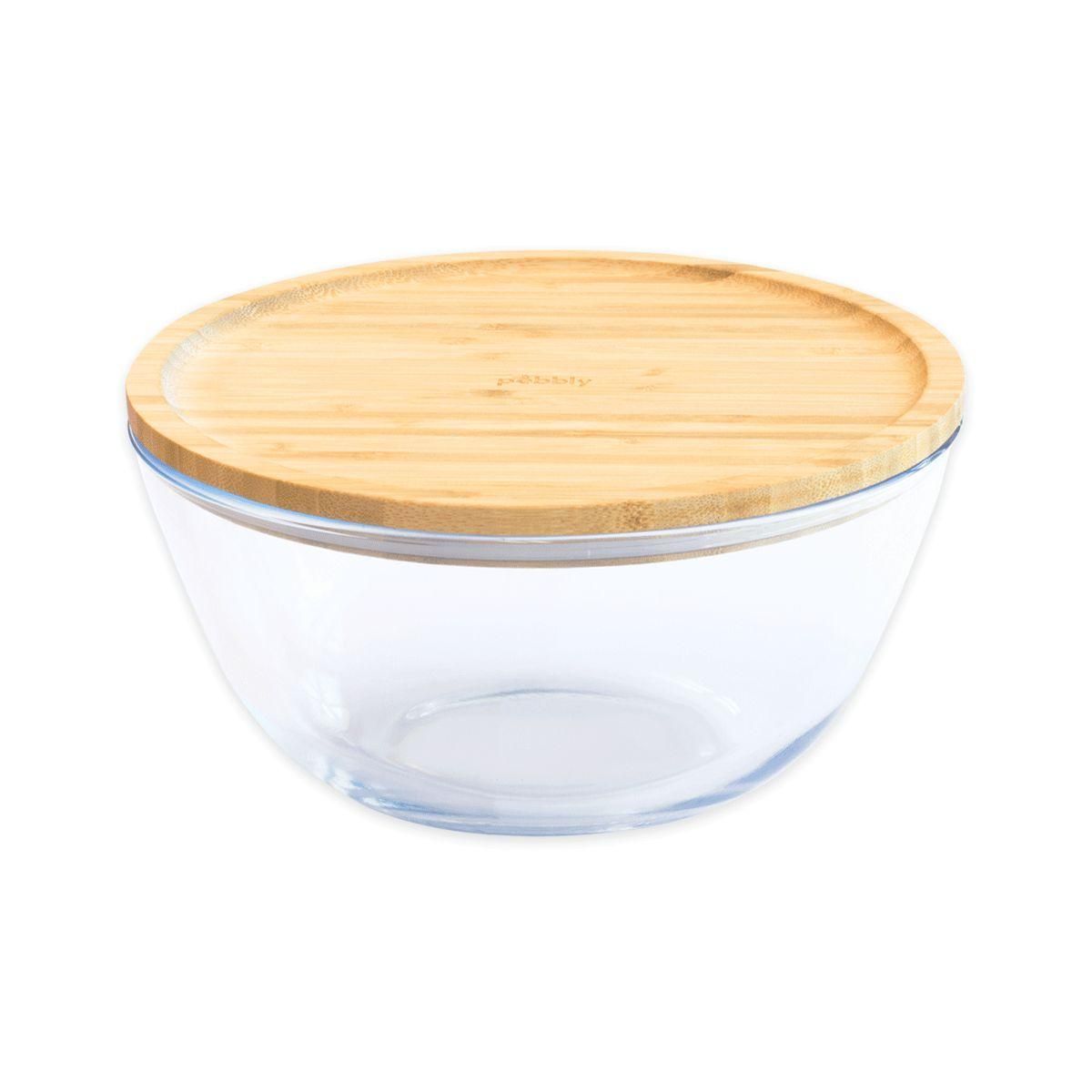 PEBBLY Boîte alimentaire en verre avec couvercle bambou 770 ml