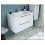 Voir la diapositive 3 : Ensemble meuble de salle de bain bloc 2 tiroirs avec vasque encastrée et miroir L80 cm HAPPY