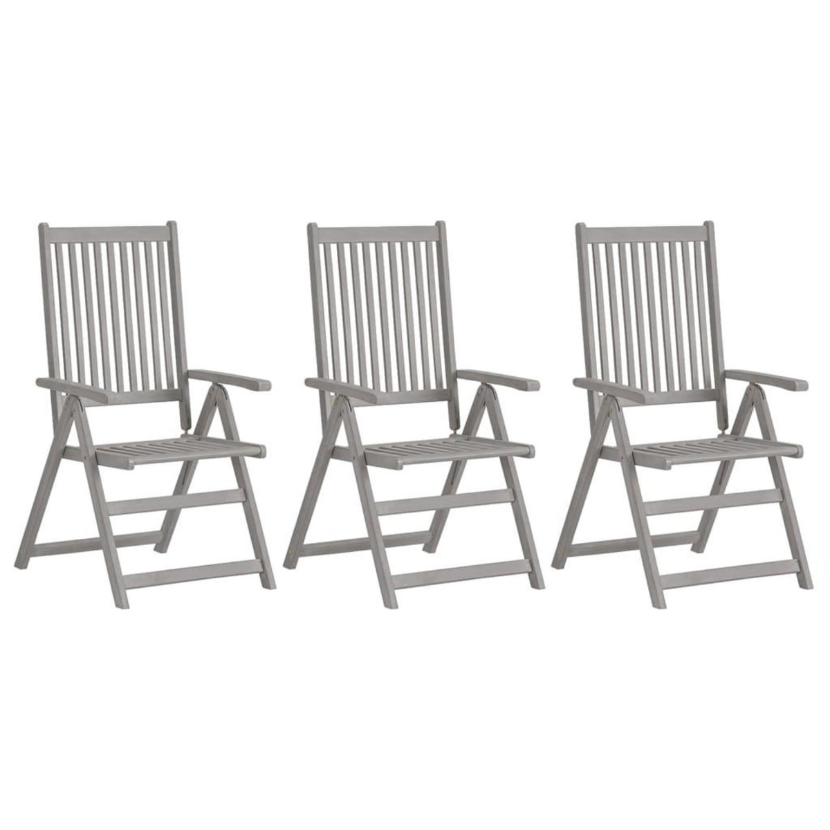 VIDAXL Chaises inclinables de jardin lot de 3 Gris Bois solide acacia