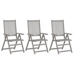 VIDAXL Chaises inclinables de jardin lot de 3 Gris Bois solide acacia