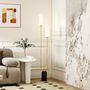 Voir la diapositive 2 : HOMCOM Lampadaire design art déco H.150 cm effet marbre noir métal doré verre dépoli blanc