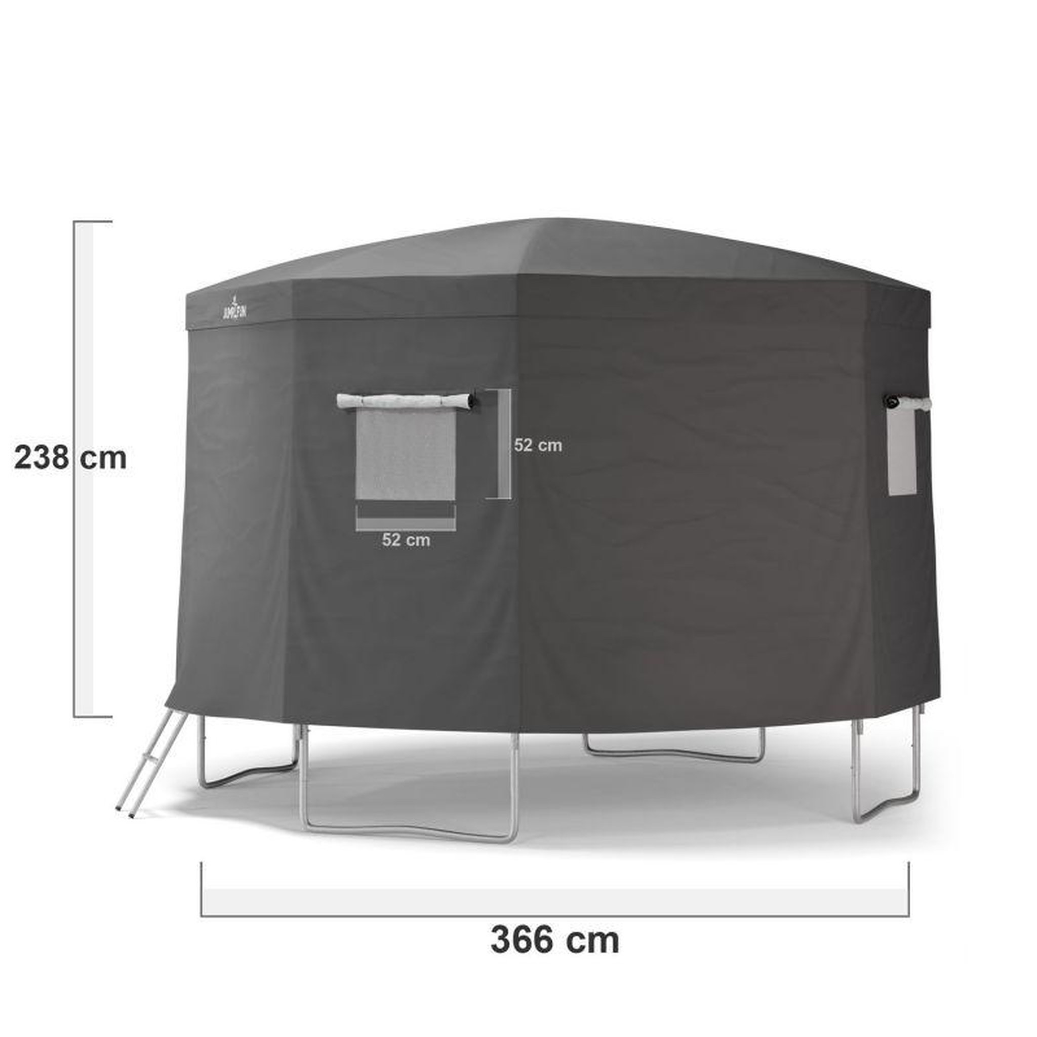 Voir la diapositive 3 : JUMP4FUN Tente cabane pour trampoline 12FT-366cm - Gris
