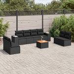VIDAXL Salon de jardin 9 pcs avec coussins noir resine tressee