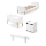 Paris Prix Pack - Lit Enfant, Chevet, Barrière & Coffre  Kiddy  90x200cm Blanc