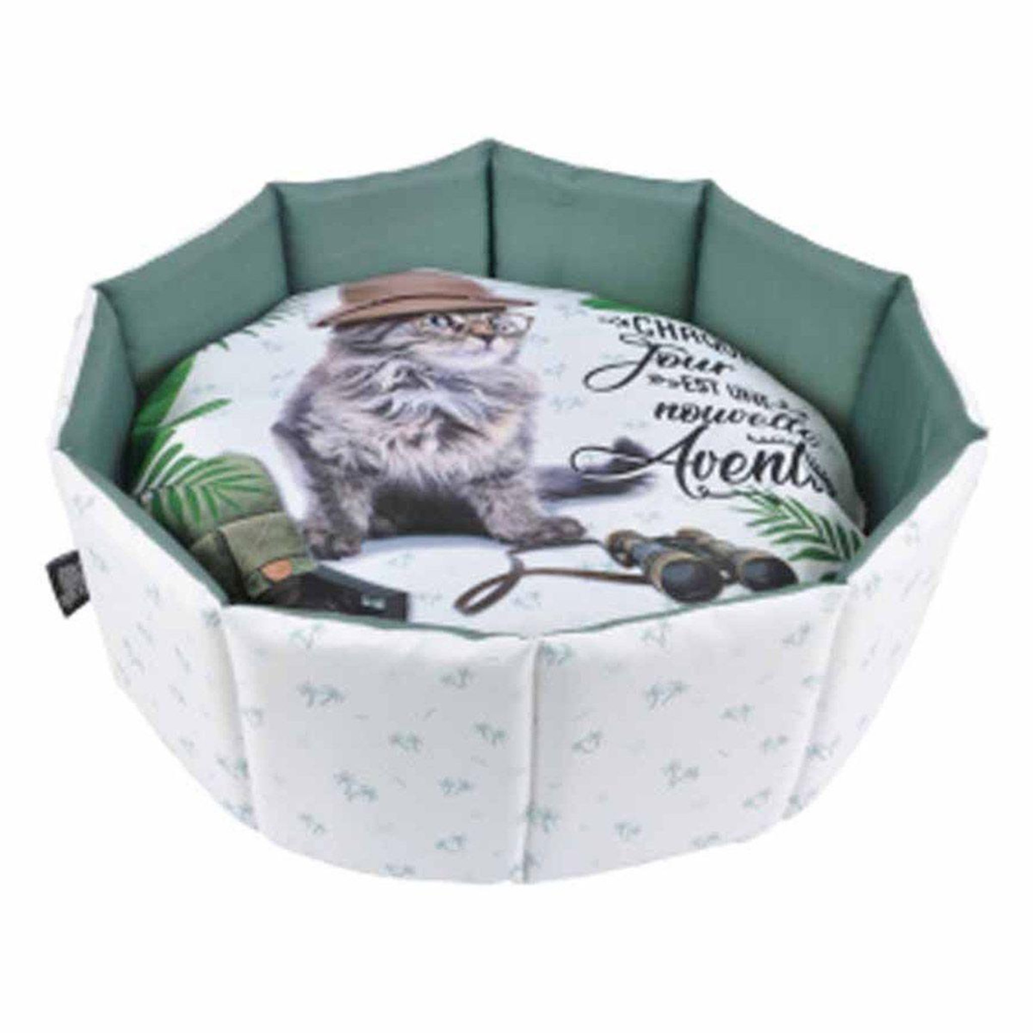 HOMEA Panier rond pour chat  aventurier  48cm blanc
