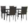Voir la diapositive 3 : VIDAXL Ensemble a manger de jardin 5 pcs Marron Resine tressee