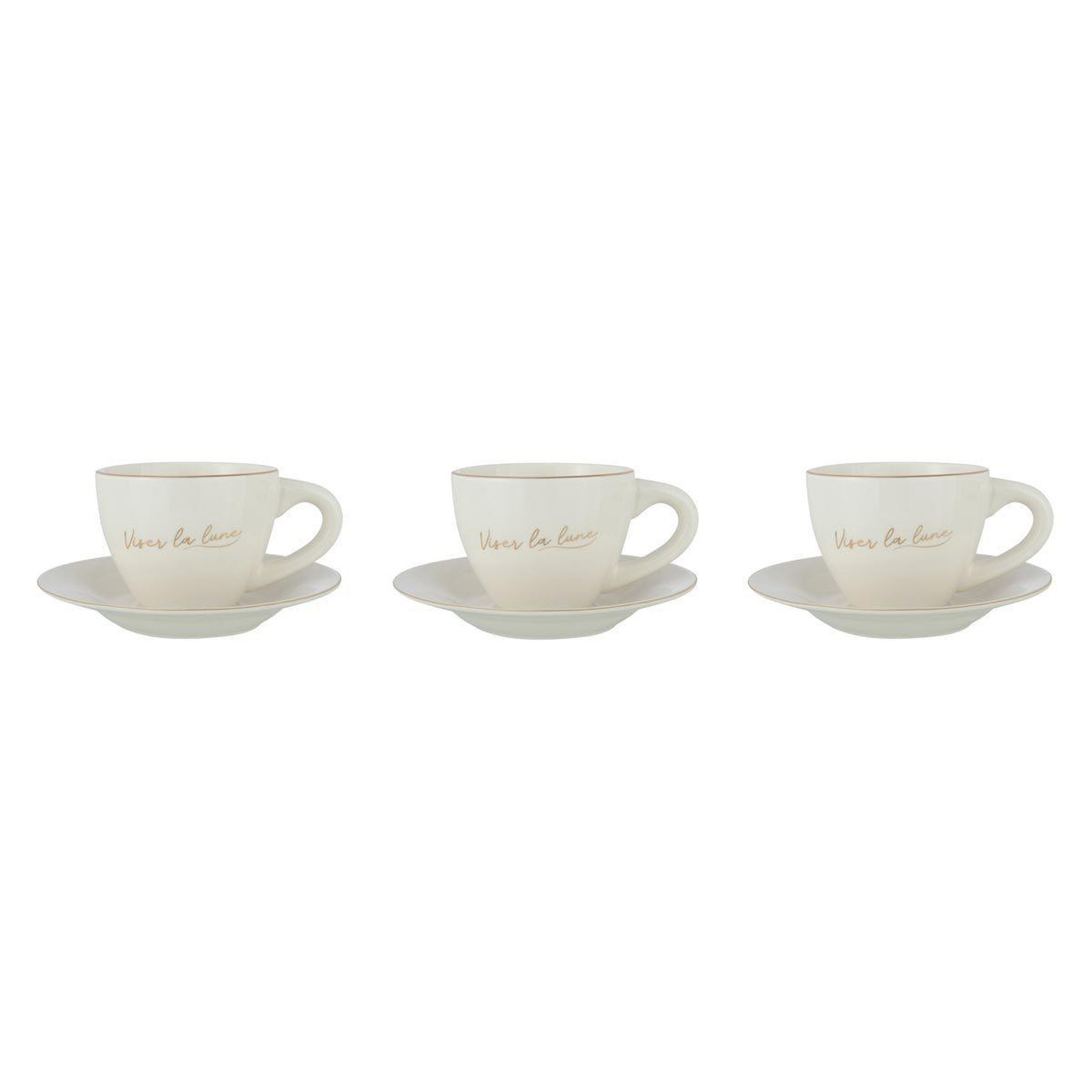 Voir la diapositive 1 : J-LINE Lot de 3 tasses & 3 sous-tasses  ilene  21cl blanc