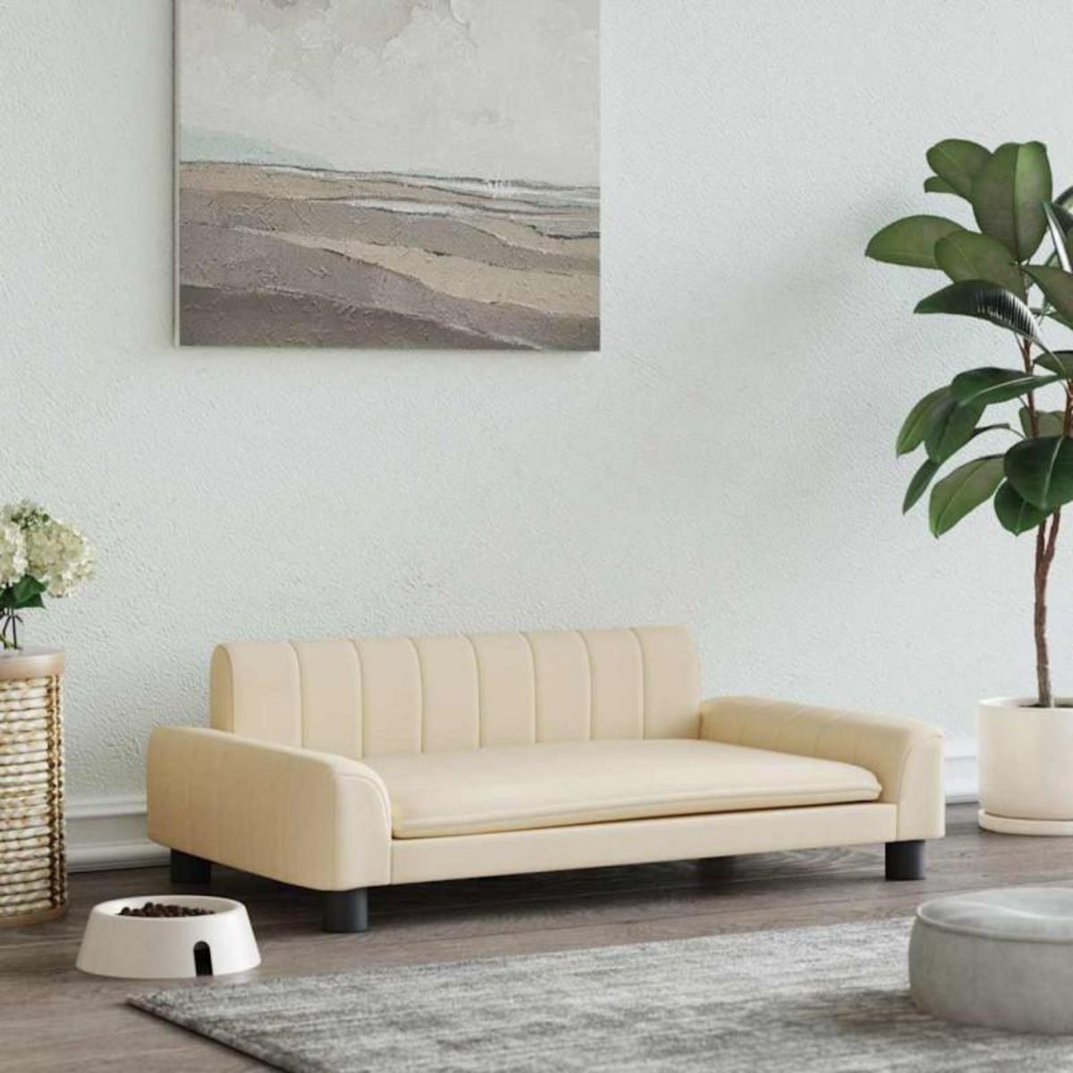 VIDAXL Lit pour chien crème 90x53x30 cm tissu