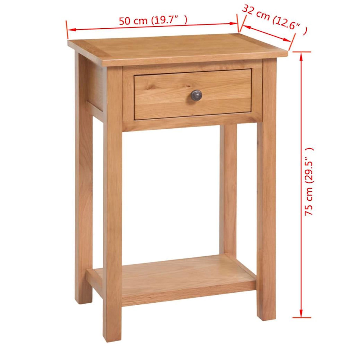 VIDAXL Table console 50 x 32 x 75 cm Bois de chene massif