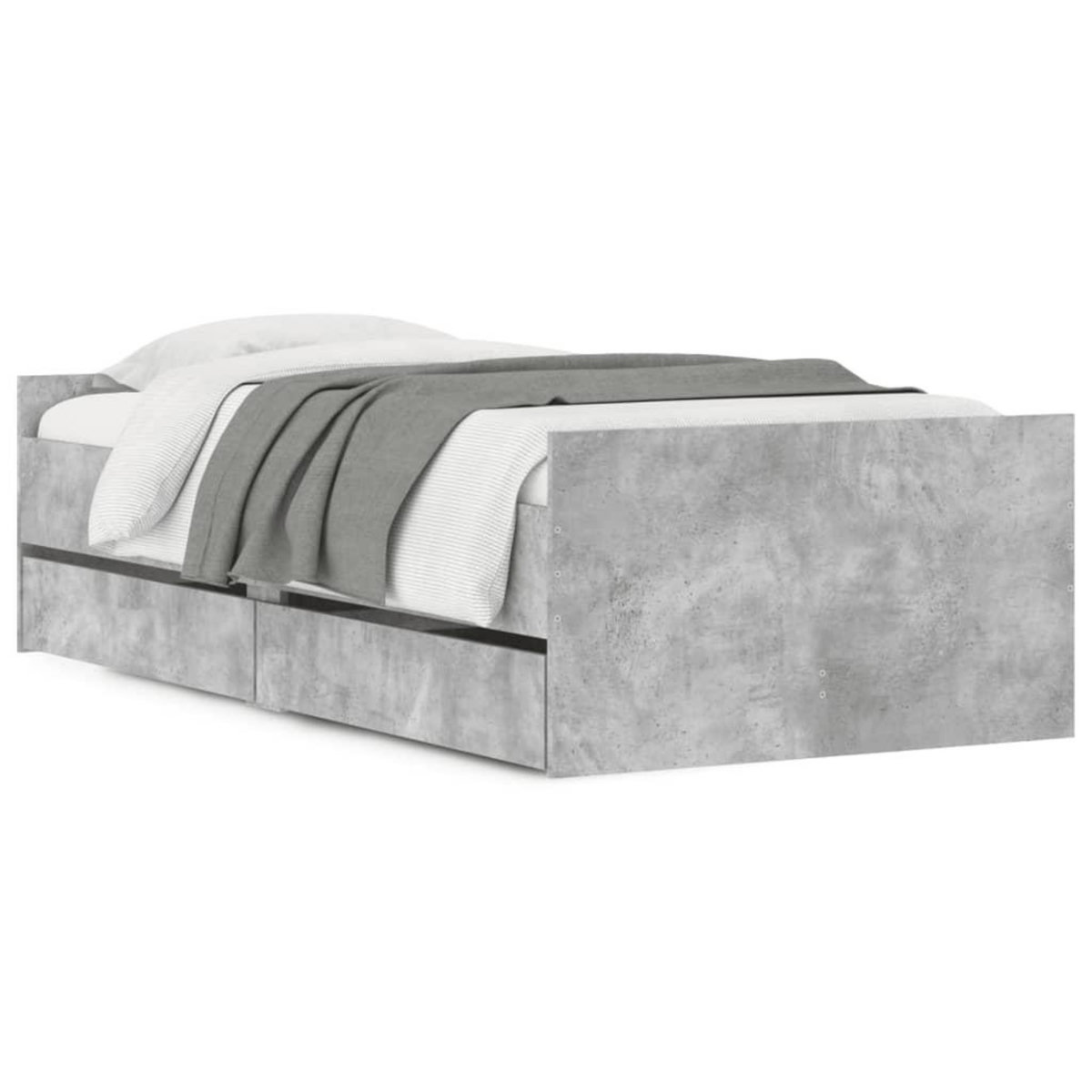 VIDAXL Cadre de lit avec tiroirs sans matelas gris beton 100x200 cm