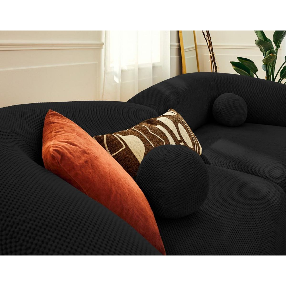 LISA DESIGN Charles - canapé droit 4 places en velours texturé