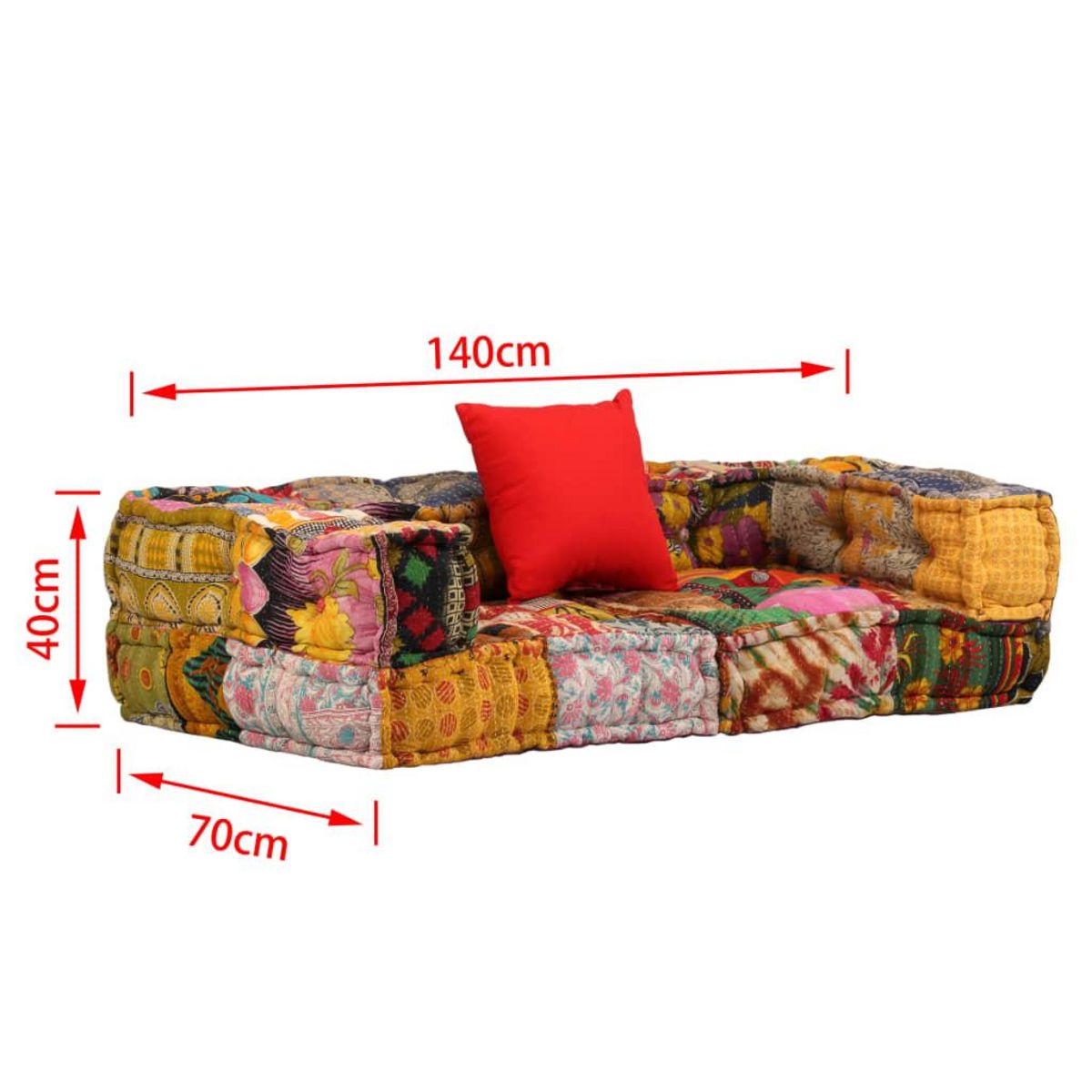 VIDAXL Pouf modulaire a 2 places Patchwork Tissu