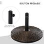 Voir la diapositive 4 : OUTSUNNY Pied de parasol rond base de lestage Ø 53 x 35,5 cm résine imitation rotin poids net 25 Kg noir bronze