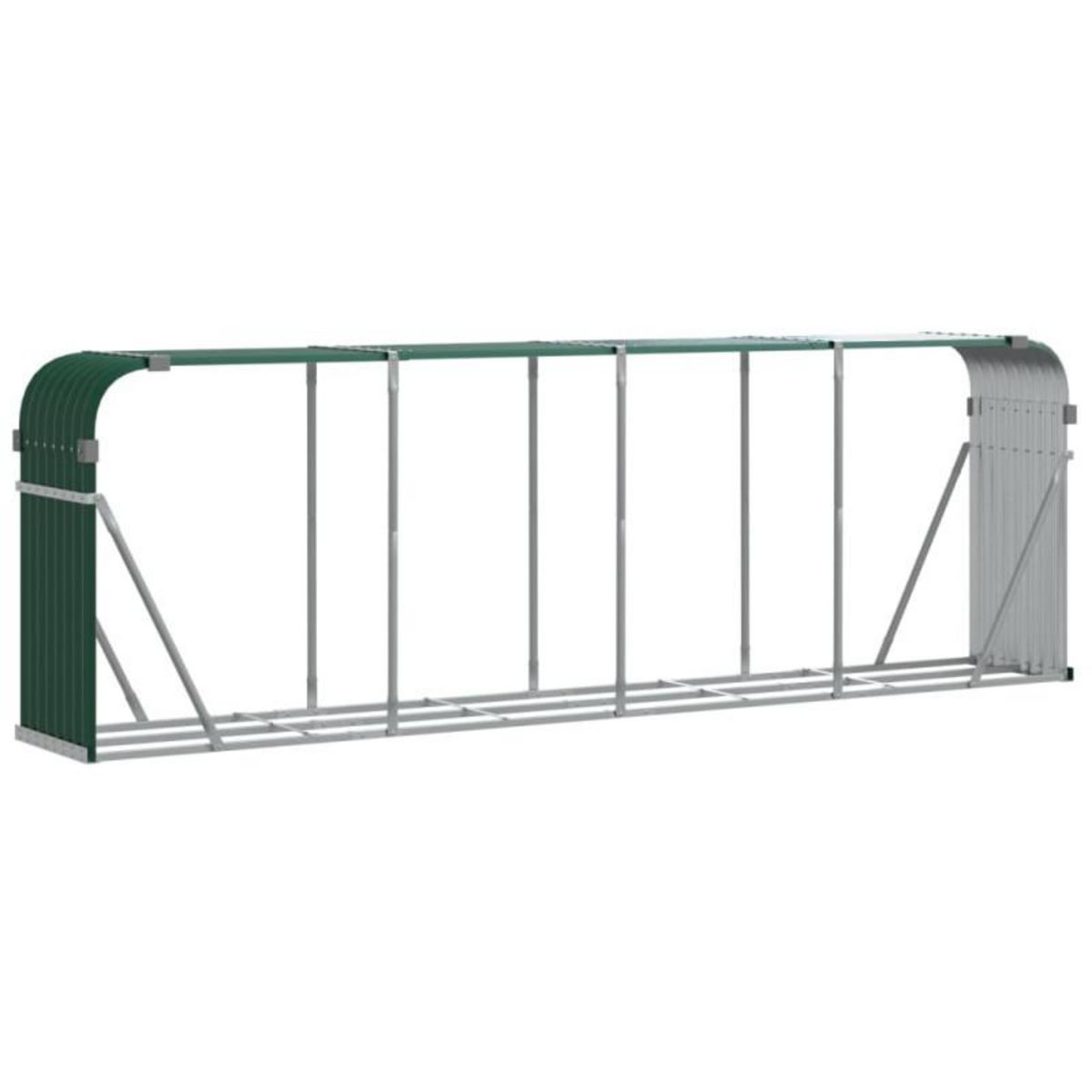 VIDAXL Porte bûches vert 300x45x100 cm acier galvanisé
