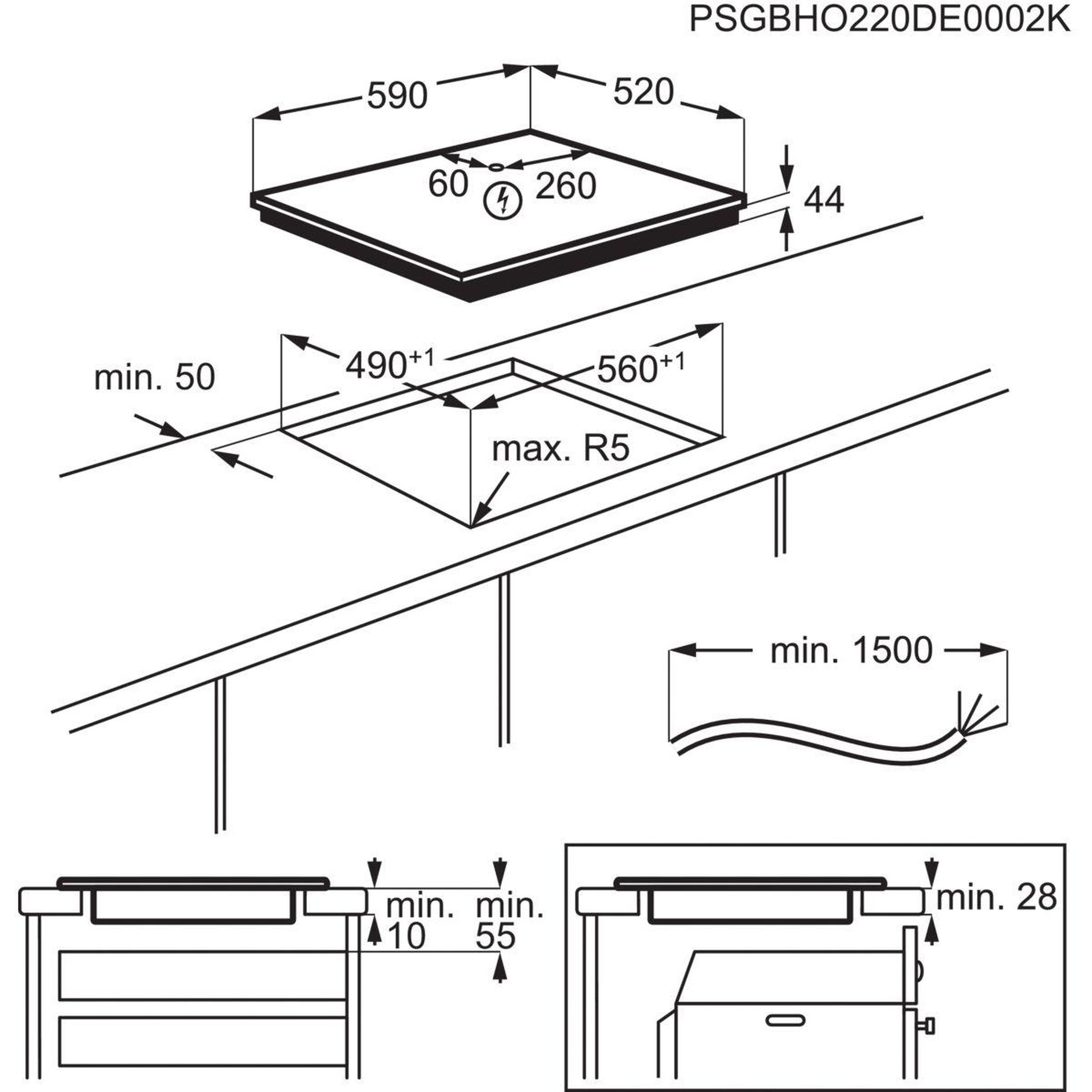 Voir la diapositive 5 : ELECTROLUX Plaque induction EIV63443CT SaphirMatt SE- Anti-rayures et Zone Flex