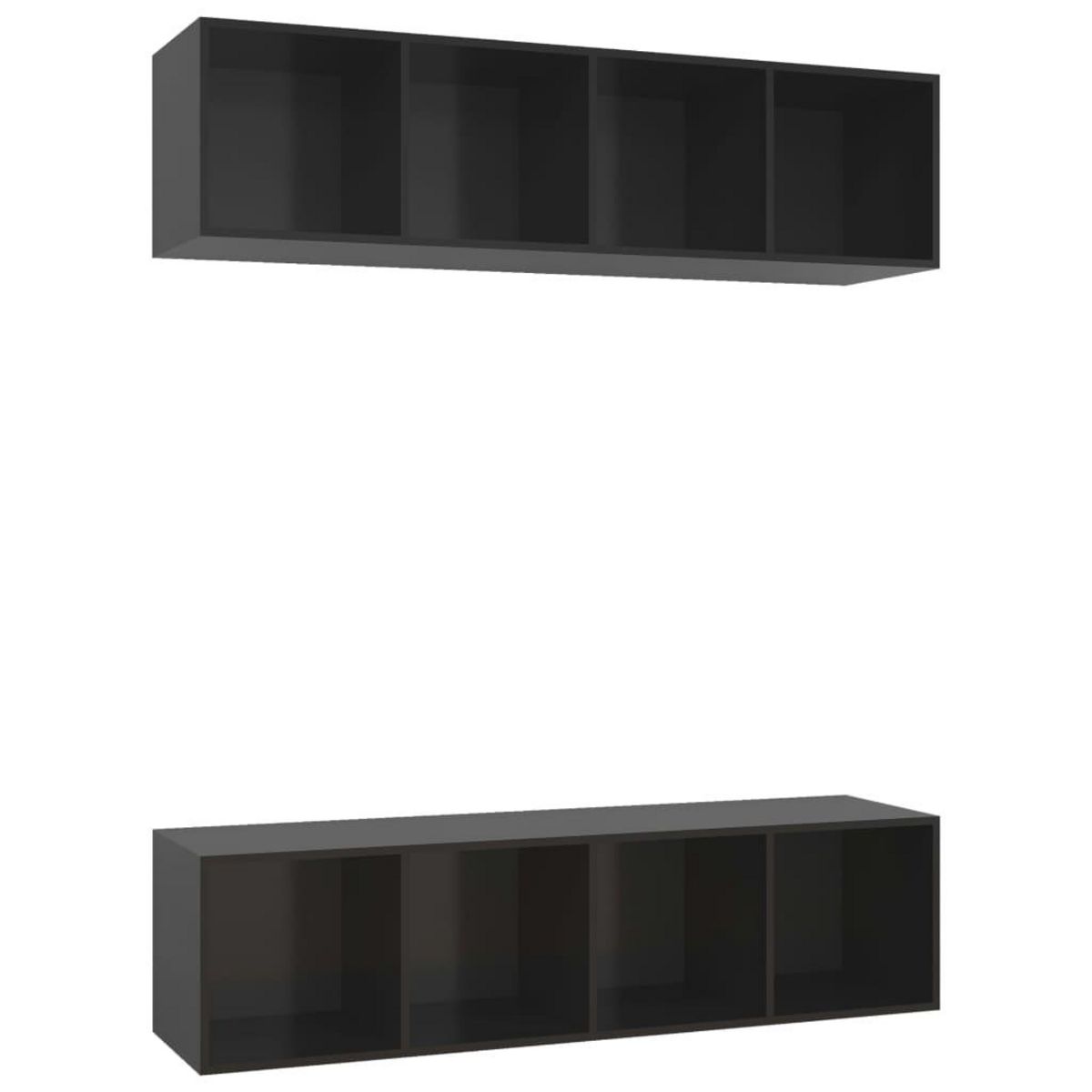 VIDAXL Meubles TV muraux 2 pcs Noir brillant Bois d'ingenierie