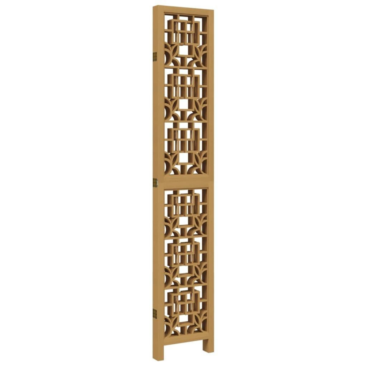 VIDAXL Cloison de separation 5 panneaux marron bois paulownia massif