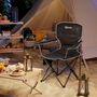 Voir la diapositive 2 : OUTSUNNY Chaise de camping pliante rembourrée - porte-gobelets, poches latérales rangement - sac transport inclus - noir