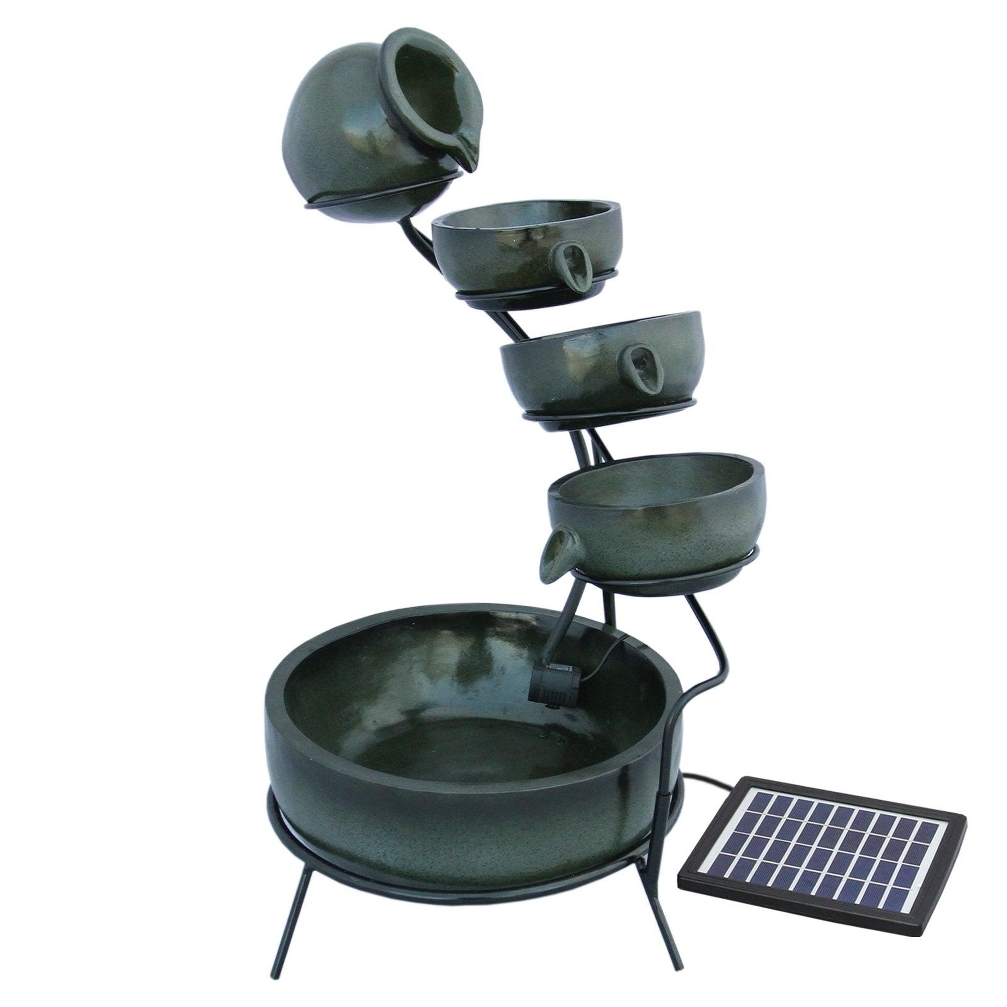 Voir la diapositive 1 : MONSTERSHOP Fontaine de jardin à 4 niveaux avec panneau solaire