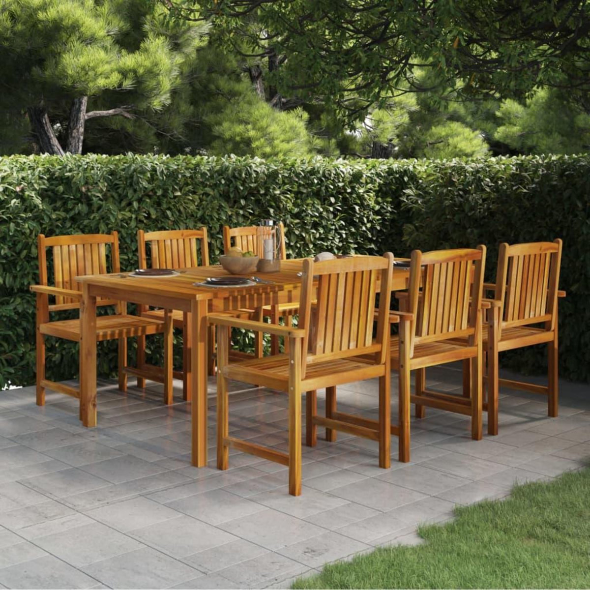 VIDAXL Ensemble a manger de jardin 7 pcs Bois d'acacia massif