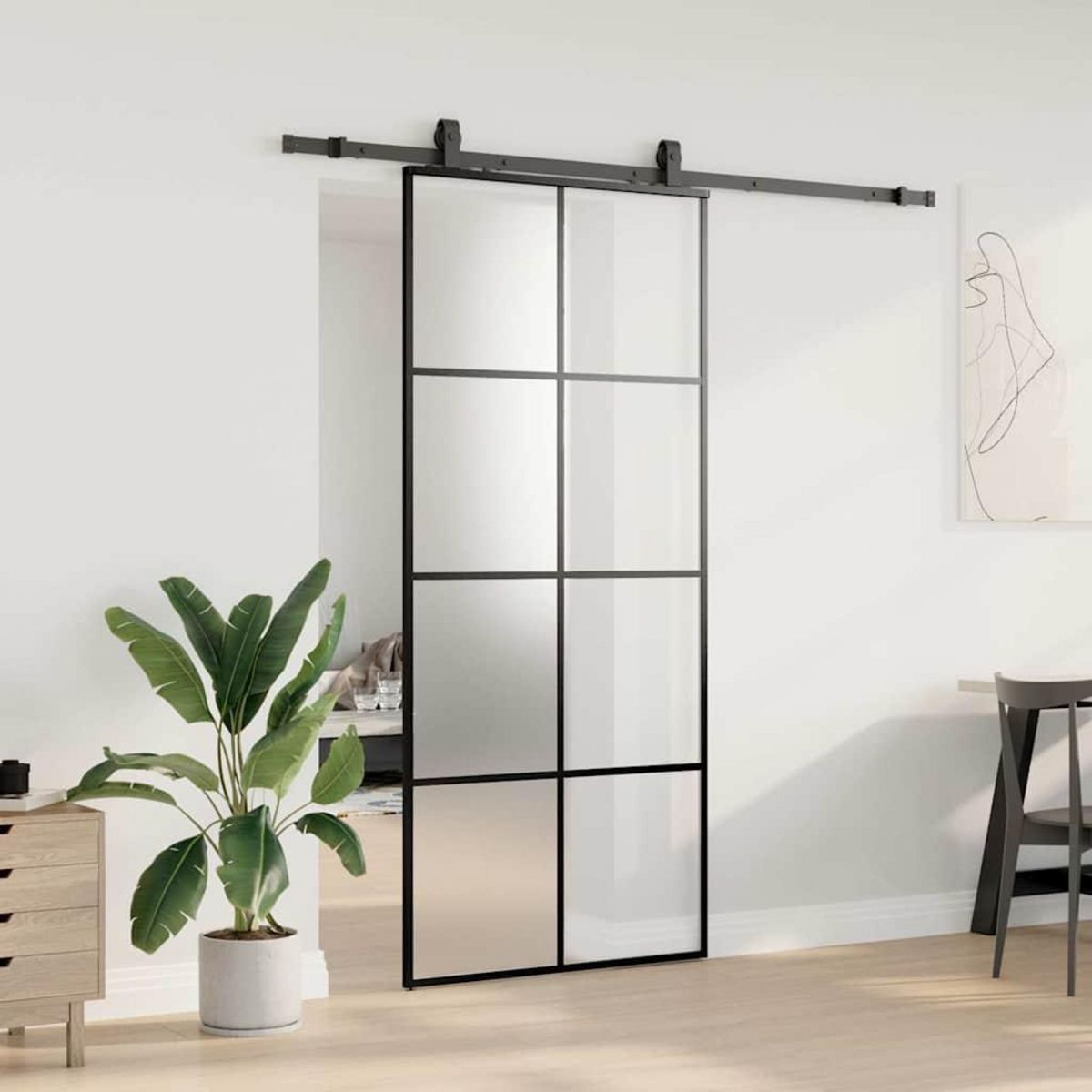 VIDAXL Porte coulissante kit de quincaillerie noir 90x205 cm verre ESG
