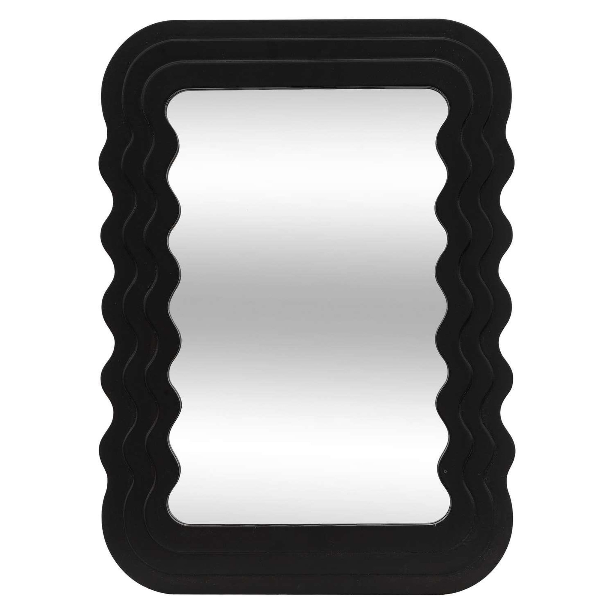 Voir la diapositive 1 : ATMOSPHERA Miroir en bois VAGUES - 40 x 55 cm - Noir