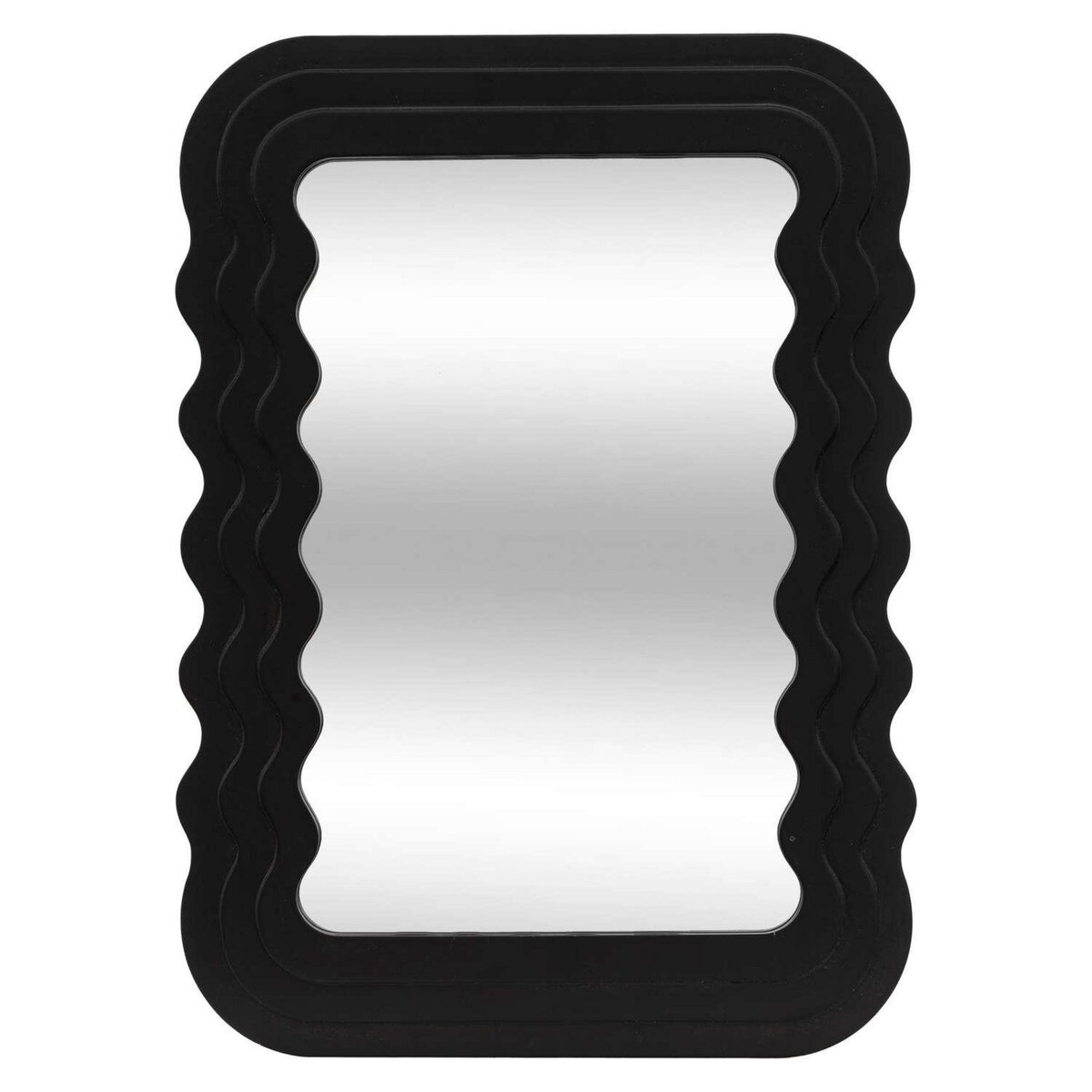 ATMOSPHERA Miroir en bois VAGUES - 40 x 55 cm - Noir
